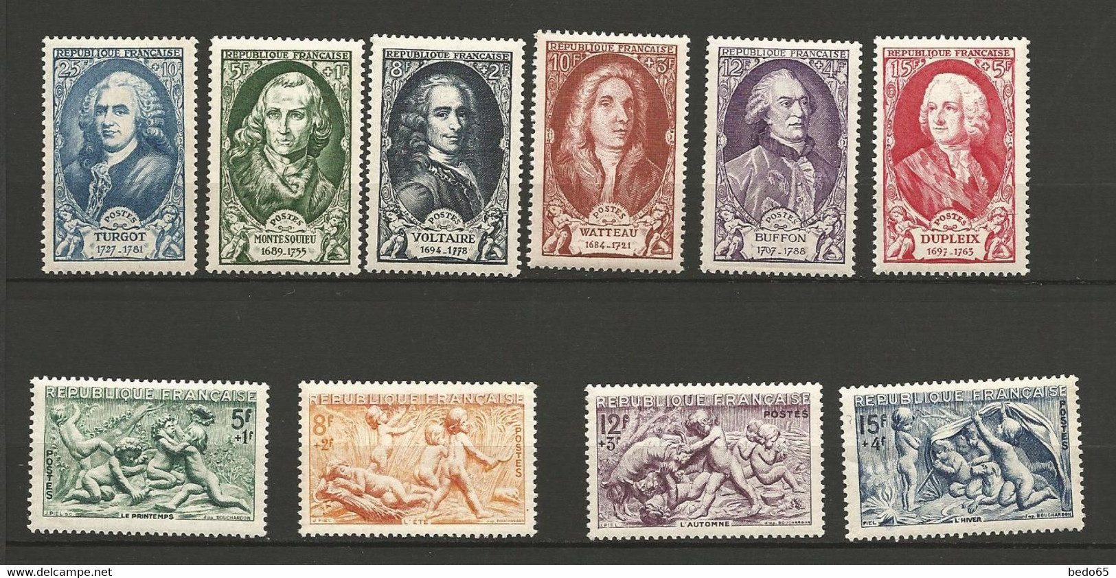 FRANCE ANNEE 1949 Complète N° 823 à 862 NEUF**  SANS CHARNIERE / Sauf N° 846* Légère Trace / MNH - 1940-1949