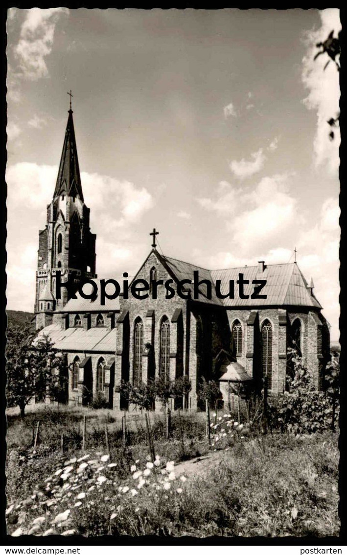 ÄLTERE POSTKARTE RHEINBROHL KATHOLISCHE KIRCHE Blumenbeet Blumen Beet Bad Hönningen Ansichtskarte Postcard AK Cpa - Bad Hoenningen