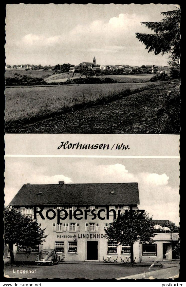 ÄLTERE POSTKARTE HORHAUSEN WESTERWALD PENSION LINDENHOF VW KÄFER ALTENKIRCHEN FLAMMERSFELD Ansichtskarte AK Cpa Postcard - Altenkirchen