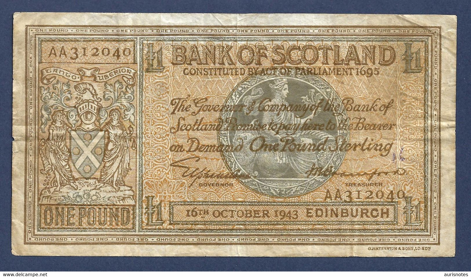 Scotland 1 Pound 1943 P91 Fine/VF - 1 Pond