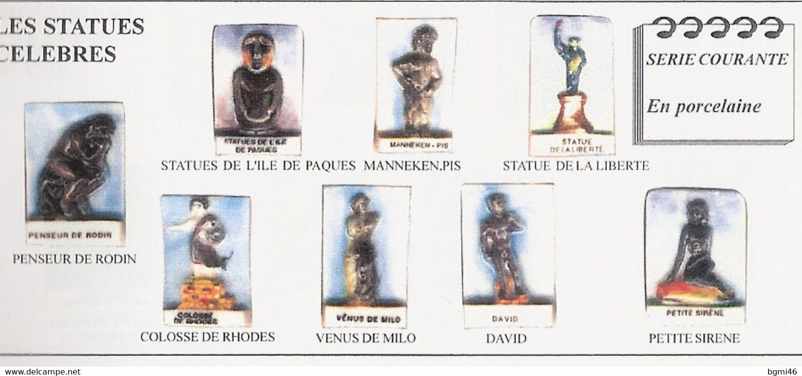 Fève Porcelaine Plate : LES STATUES CELEBRES  : Série De 8 Fèves : Nordia 1995 - Regiones