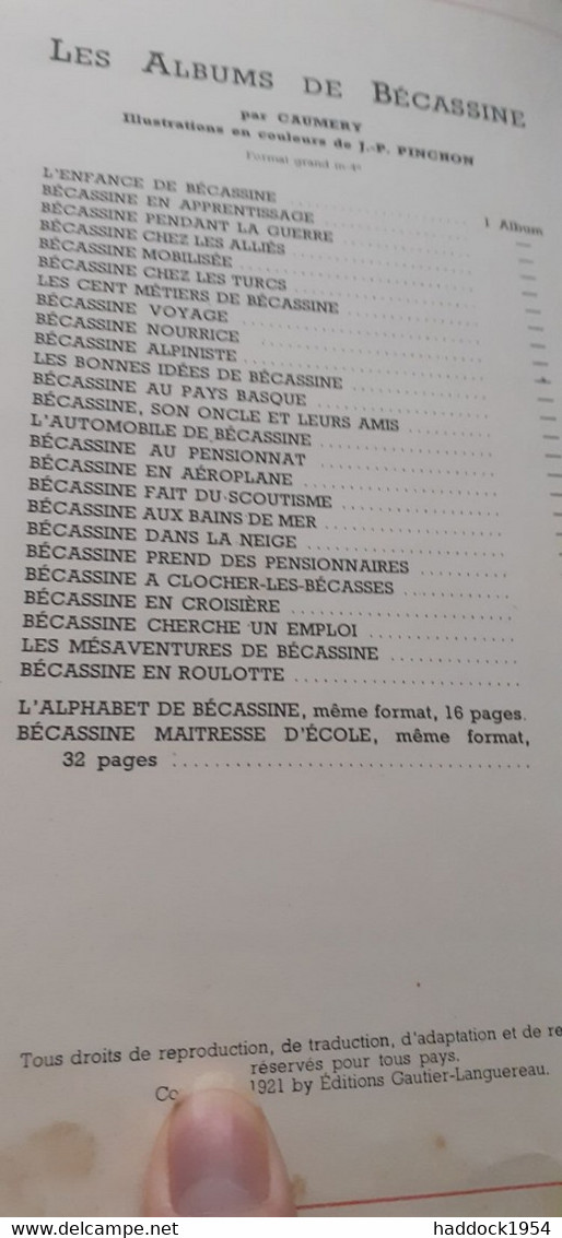 BECASSINE Nourrice CAUMERY PINCHON Gautier-languereau 1955 - Bécassine
