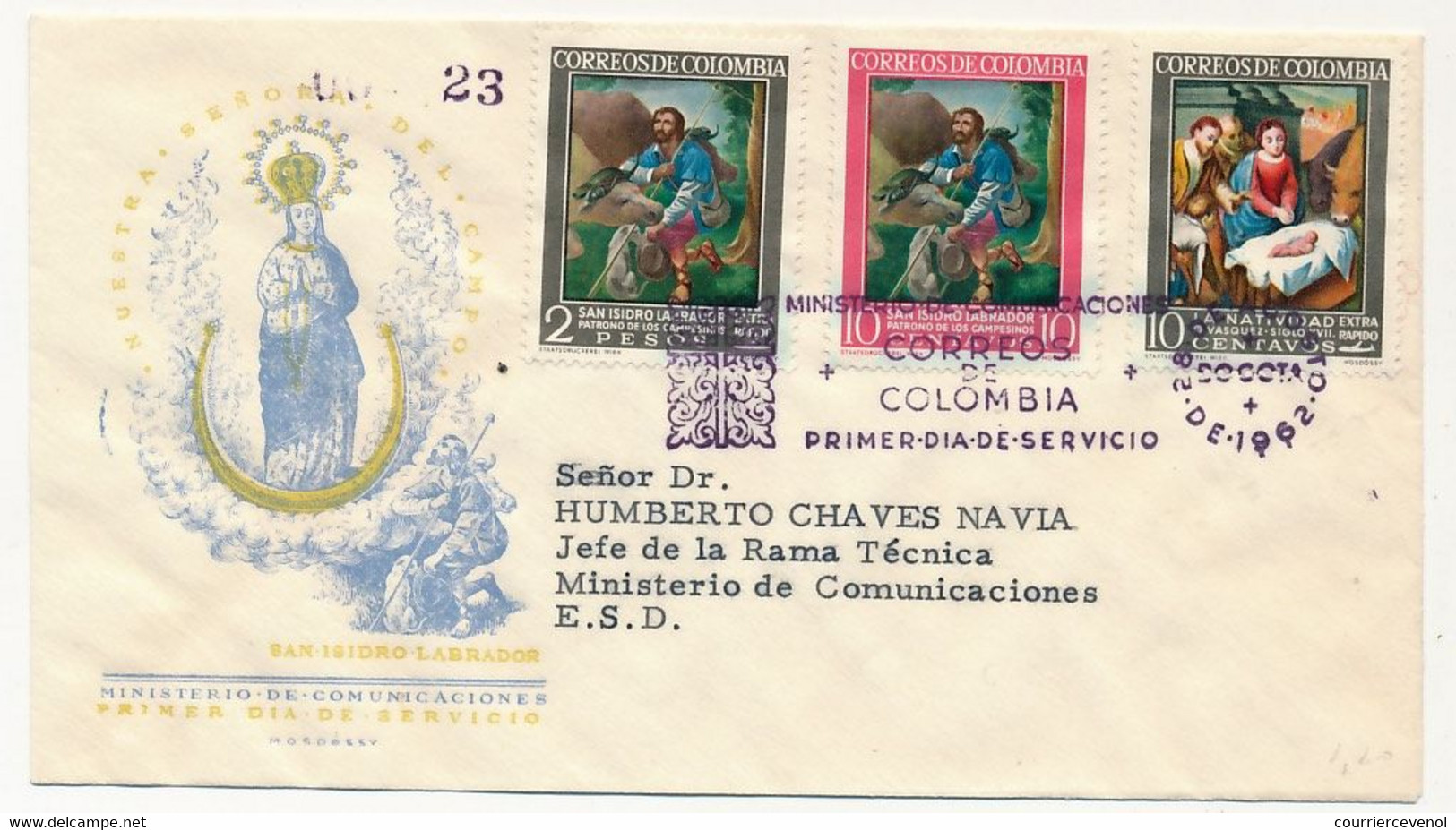 COLOMBIE - Enveloppe FDC - Tableaux - BOGOTA 20 Oct 1962 - Kolumbien