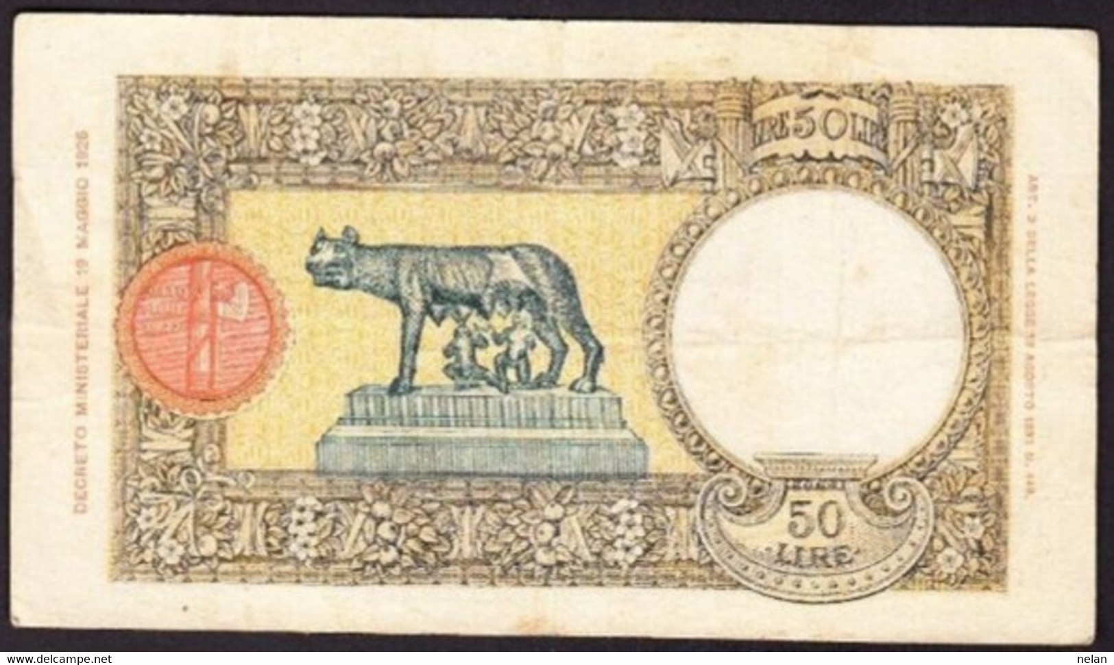 ITALIA - REGNO 50 LIRE (lupa Capitolina - Fascio)  1937  P-54b   VG - 50 Liras