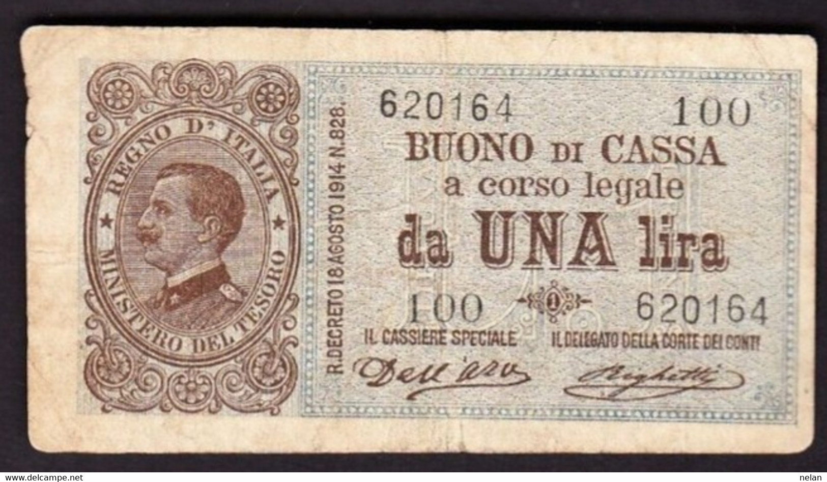 ITALIA - REGNO  1 LIRA  1914  P-36a   VG - Buoni Di Cassa