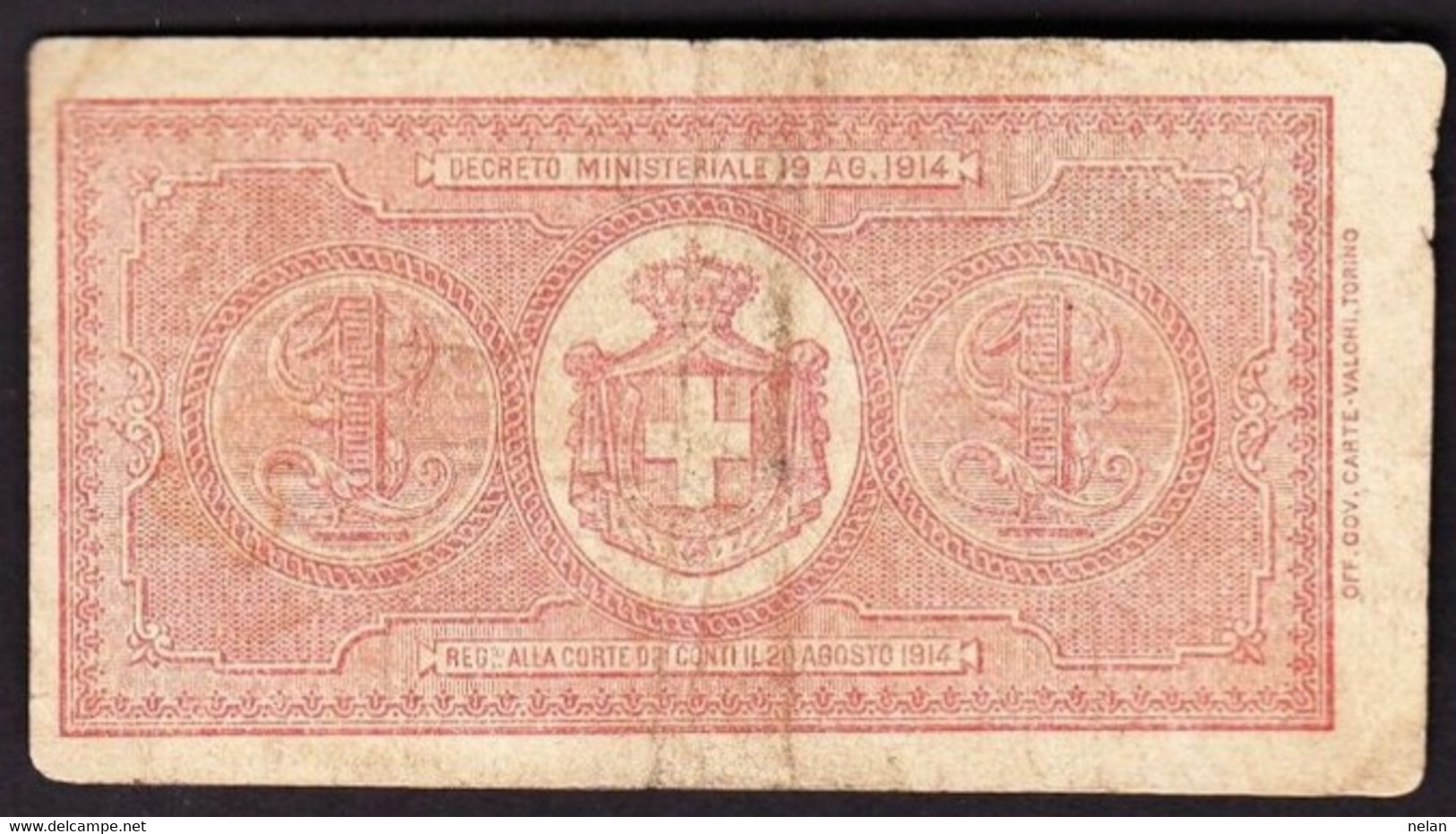 ITALIA - REGNO  1 LIRA  1914  P-36a   VG - Buoni Di Cassa