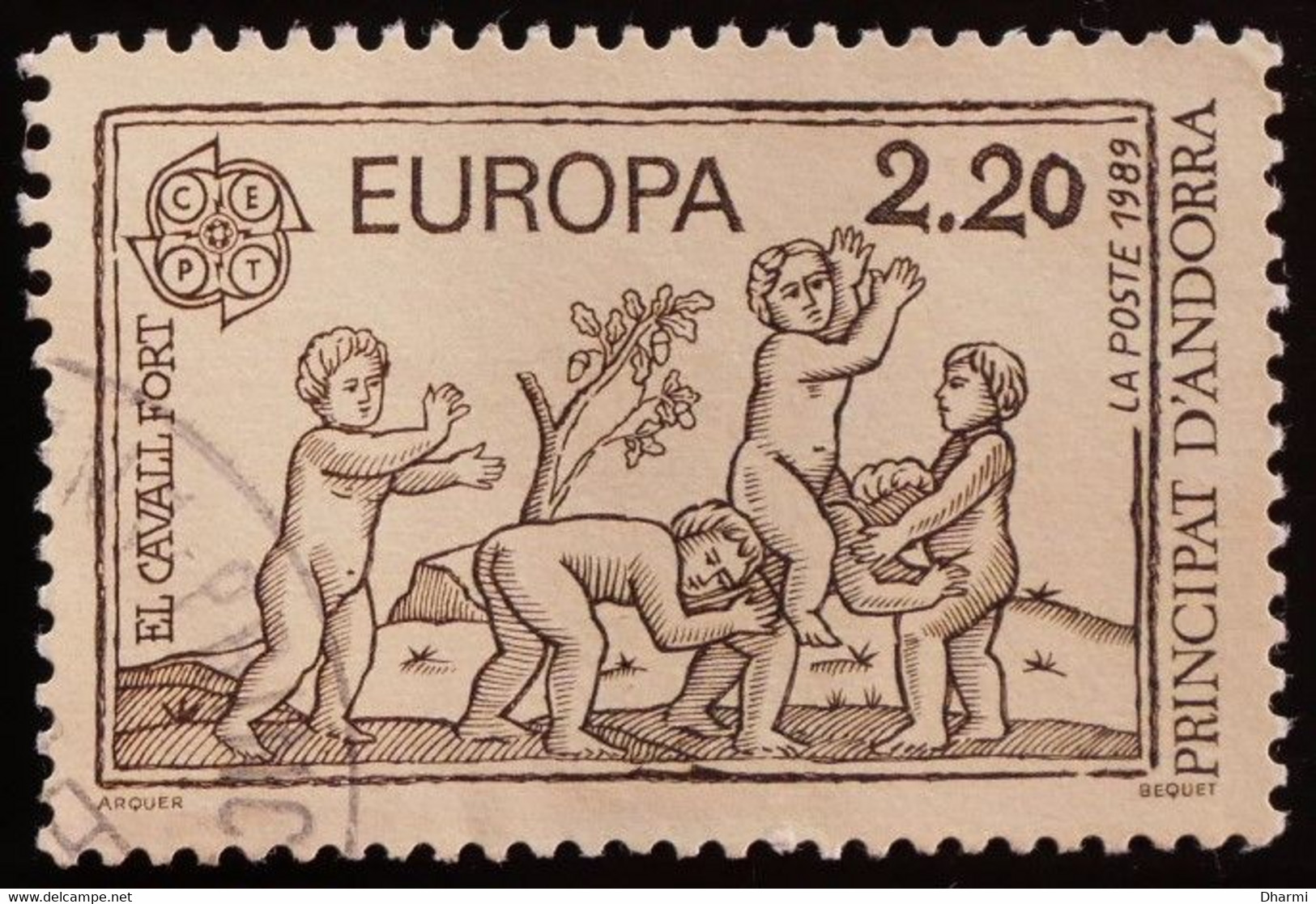 ANDORRE FR 1989 N°378 Oblitéré - 2,20F - EUROPA - JEUX ENFANTS - USED - Usati