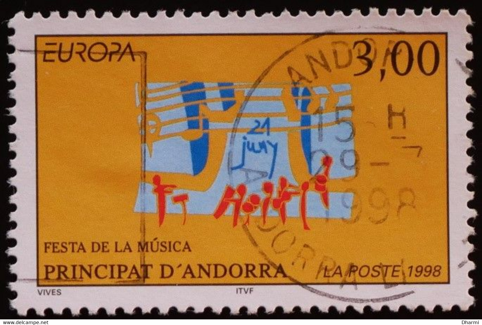 ANDORRE FR 1998 N°504 Oblitéré - 3F - EUROPA - MUSIQUE - USED - Used Stamps