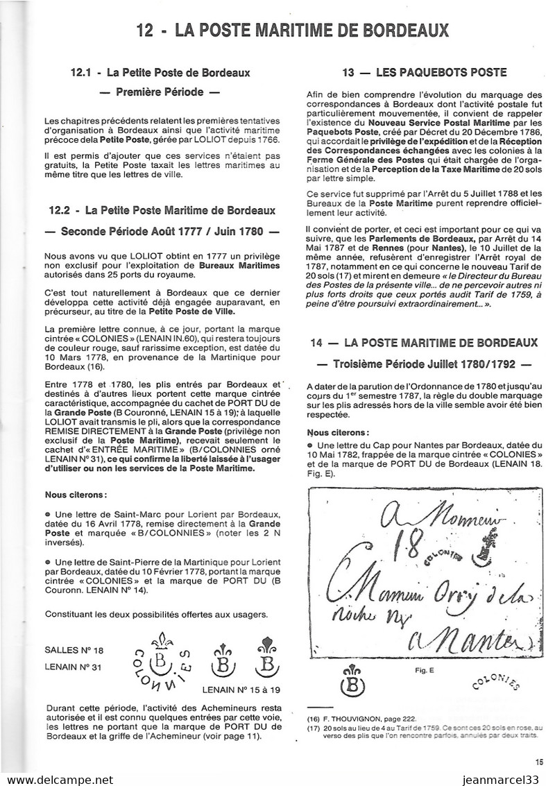 Les Feuilles Marcophiles Sup Au N° 258 2e Trimestre 1989 La Petite Poste Maritime Au XVIIIe Siècle - Francesi (dal 1941))