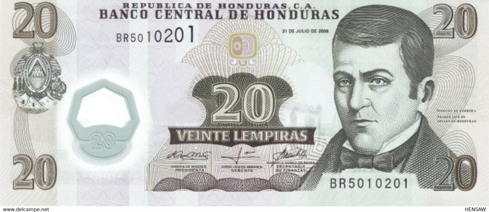 HONDURAS 20 LEMPIRAS 2008 P 95 UNC NUEVO SC - Honduras