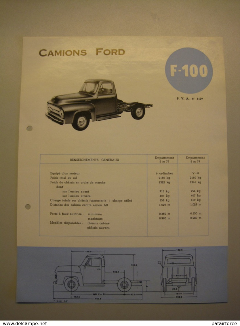 Ford  Camoins F 100   /     FORD MOTOR COMPANY ( Belgium) - Trucks