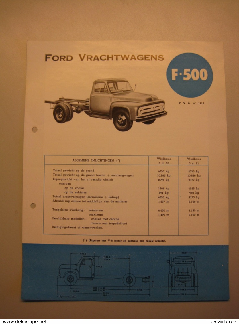 Ford  Vrachtwagens F 500   /     FORD MOTOR COMPANY ( Belgium) - Vrachtwagens