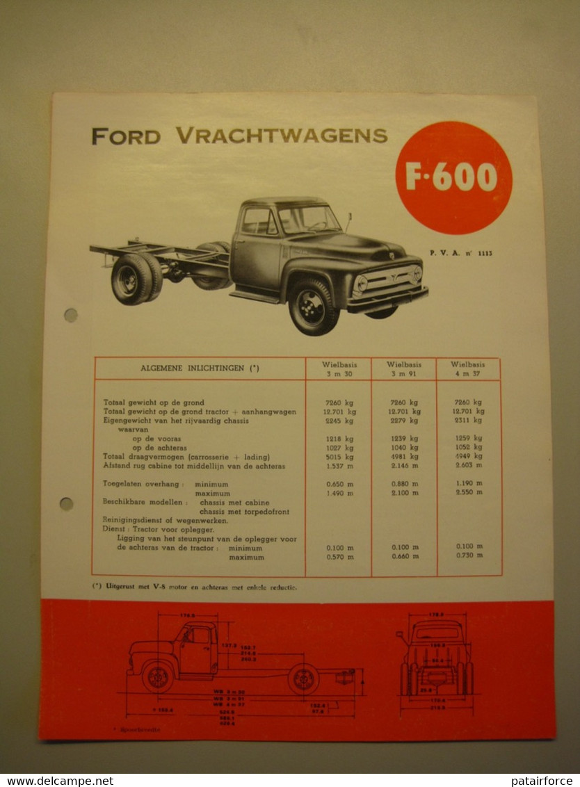 Ford  Vrachtwagens F 600   /     FORD MOTOR COMPANY ( Belgium) - Camion