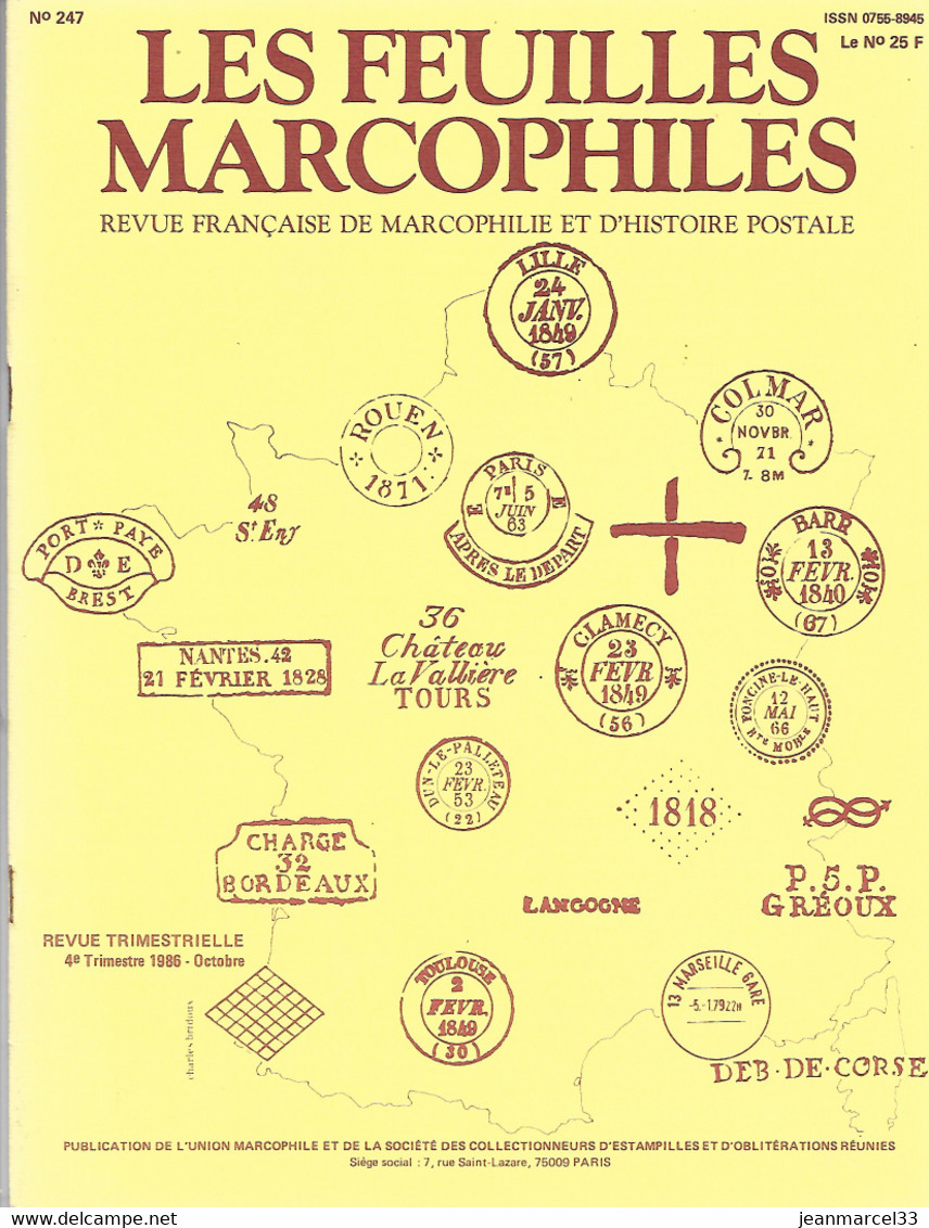 Les Feuilles Marcophiles N° 247 4e Trimestre 1986 - Français (àpd. 1941)