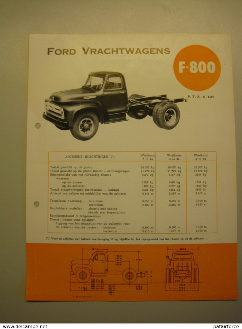 Ford  Vrachtwagens F 800   /     FORD MOTOR COMPANY ( Belgium) - Vrachtwagens