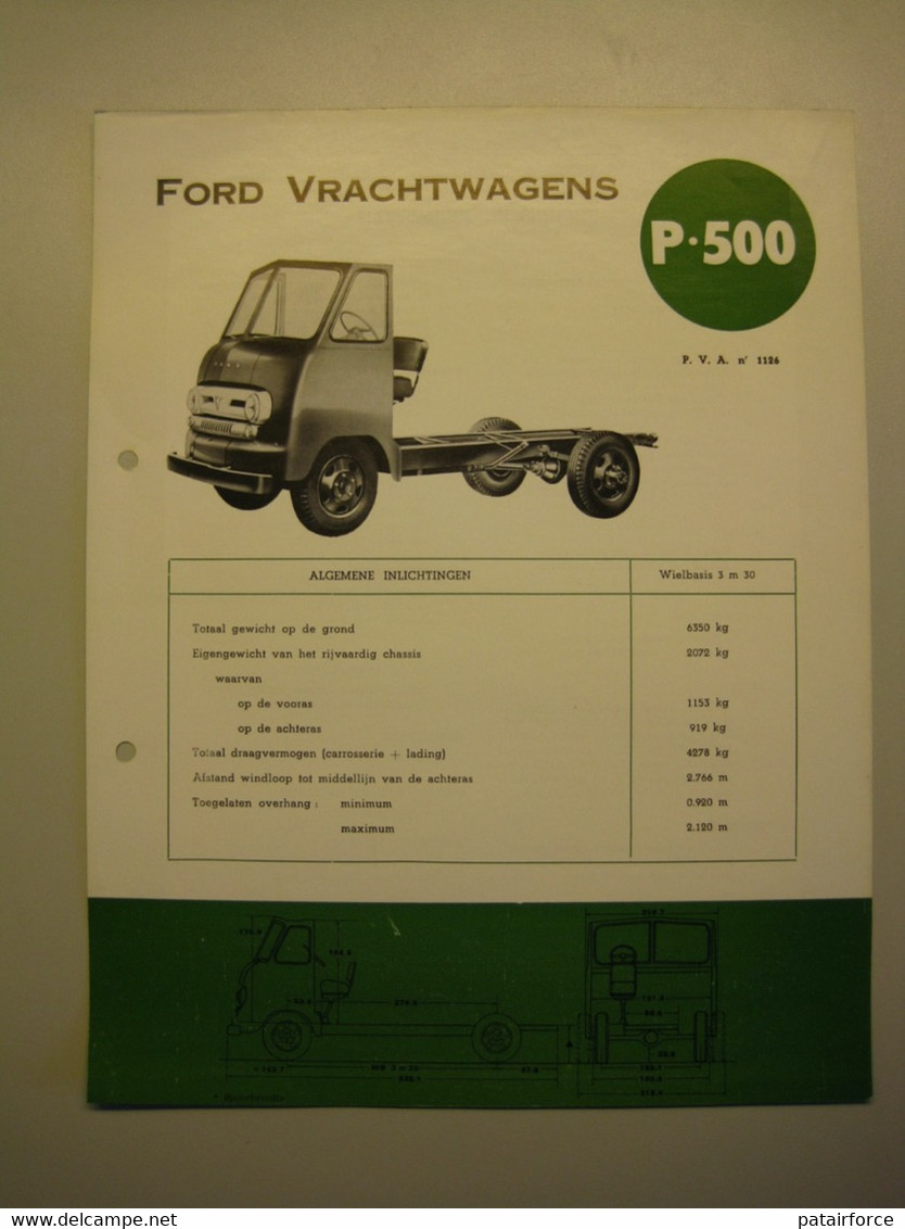 Ford  Vrachtwagens   P 500   /     FORD MOTOR COMPANY ( Belgium) - Camions