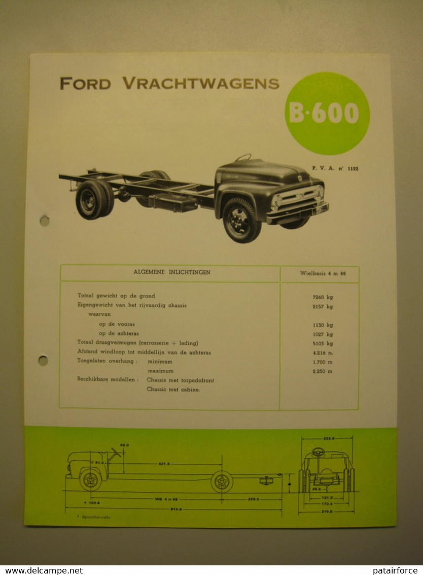 Ford  Vrachtwagens B 600   /     FORD MOTOR COMPANY ( Belgium) - Camion