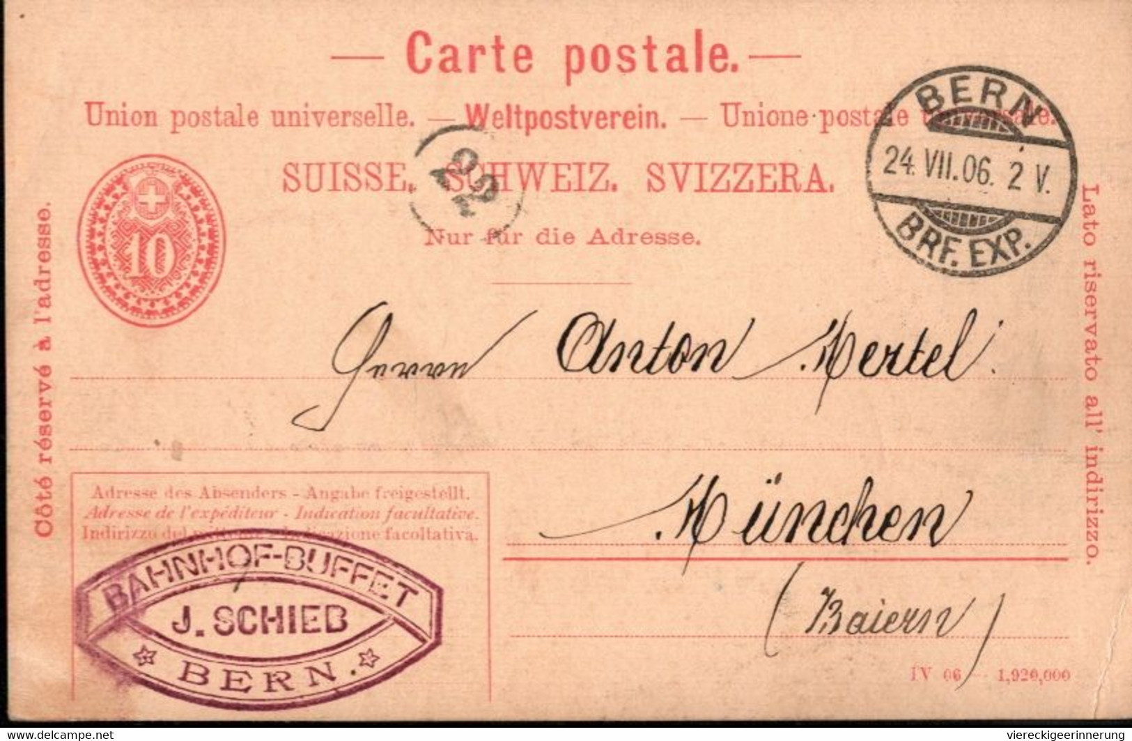 ! Lot von 15 Ganzsachen aus Bern, Schweiz, 1901-1909, u.a. Bahnhof Buffett, Velo Fabrik