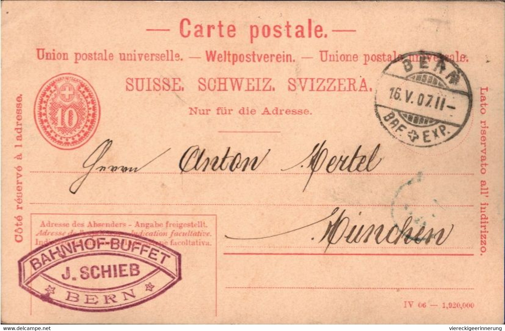 ! Lot von 15 Ganzsachen aus Bern, Schweiz, 1901-1909, u.a. Bahnhof Buffett, Velo Fabrik