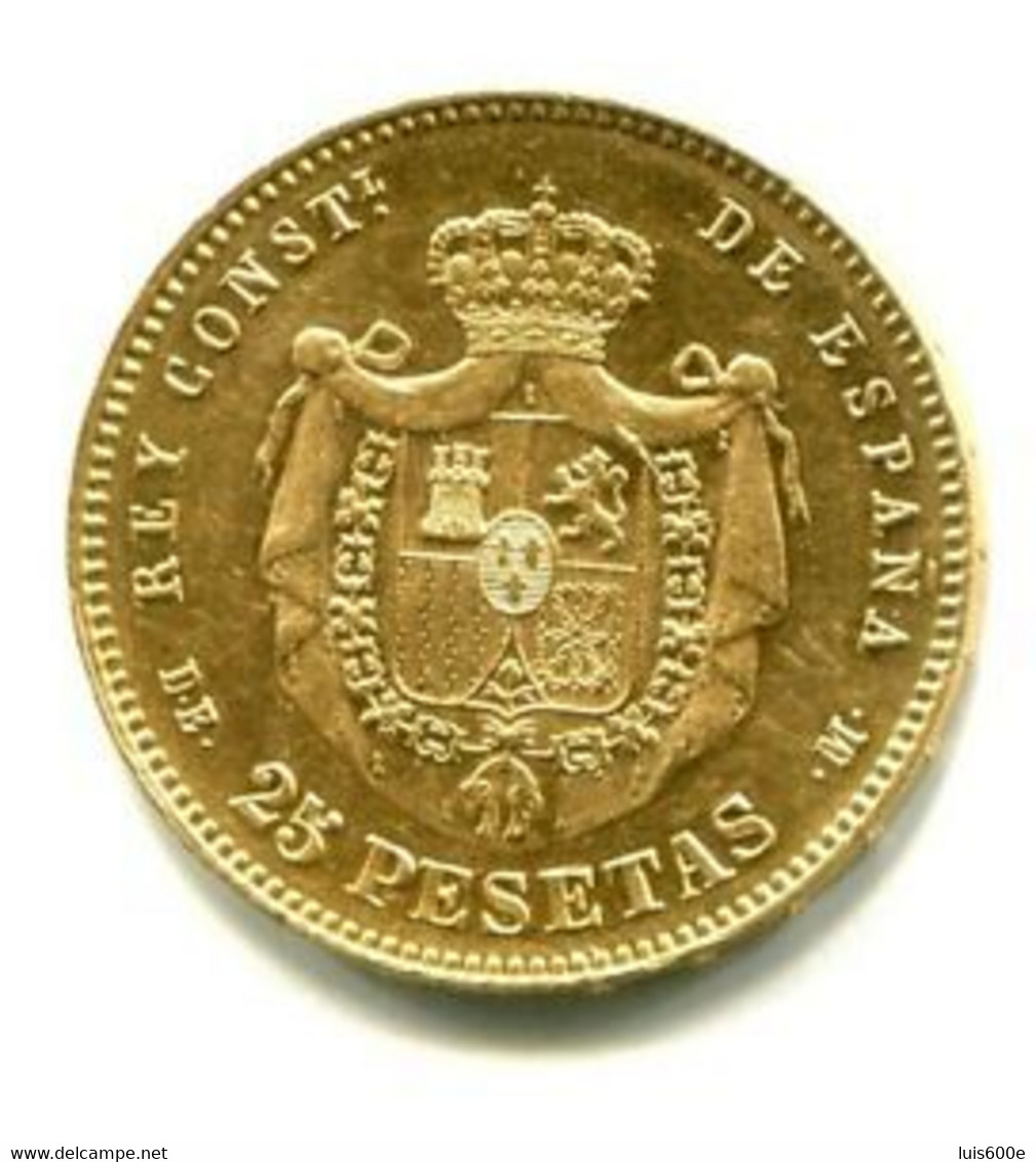 1878.ESPAÑA.MONEDA ORO.25 PTS.ALFONSO XII.DEM. (*18-78) 8,06 GR. EBC+ - Münzen Der Provinzen