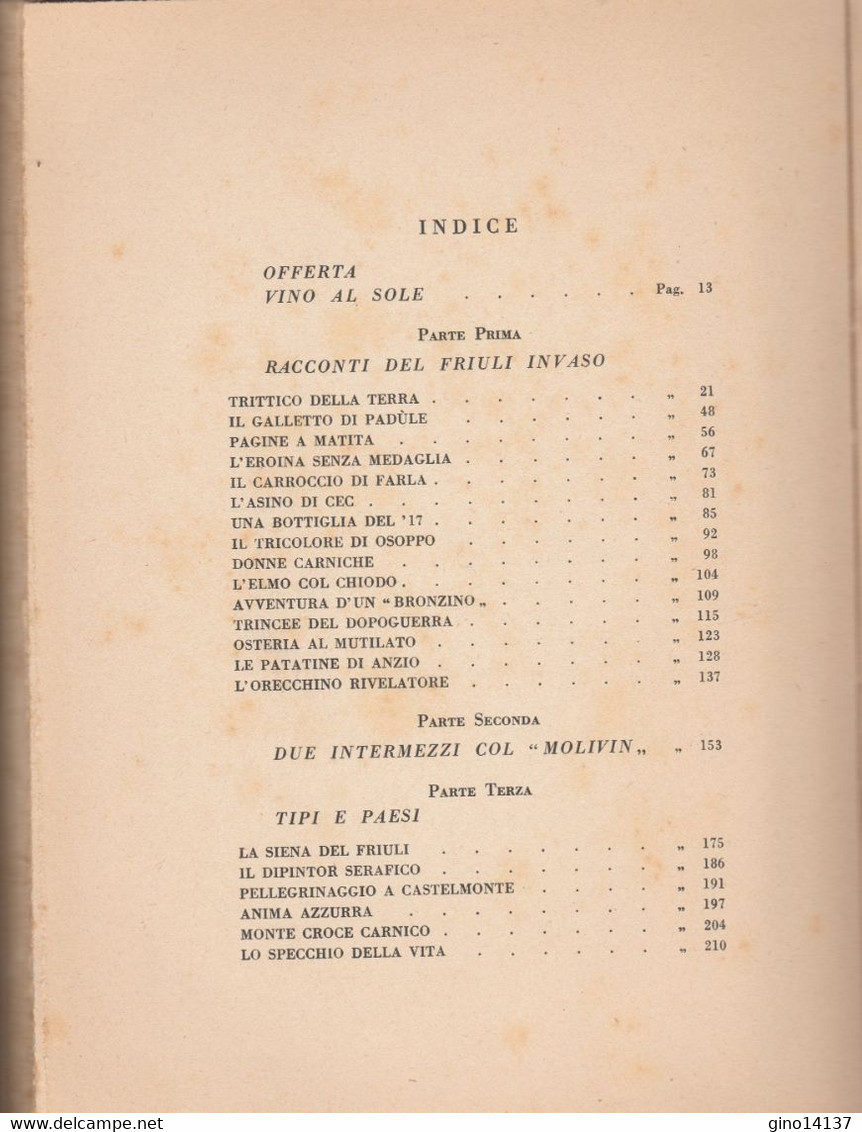 VINO AL SOLE Di Chino Ermacora - Con Dedica E Firma Originale LA PANARIE - 1930 - Antiquariat