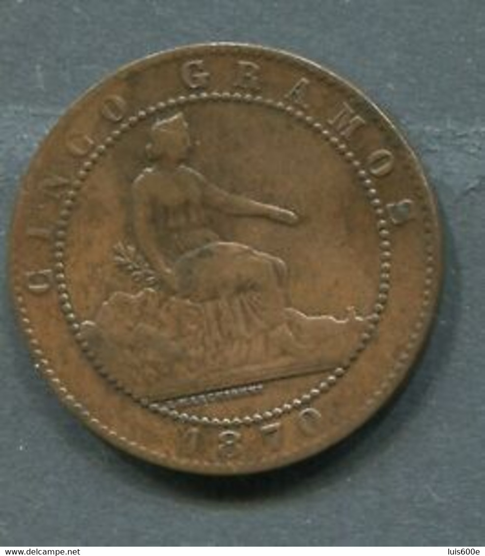 1870.ESPAÑA.MONEDA.GOBIERNO PROVISIONAL.5 CTS.COBRE.ALEGORIA.MBC - Monnaies Provinciales