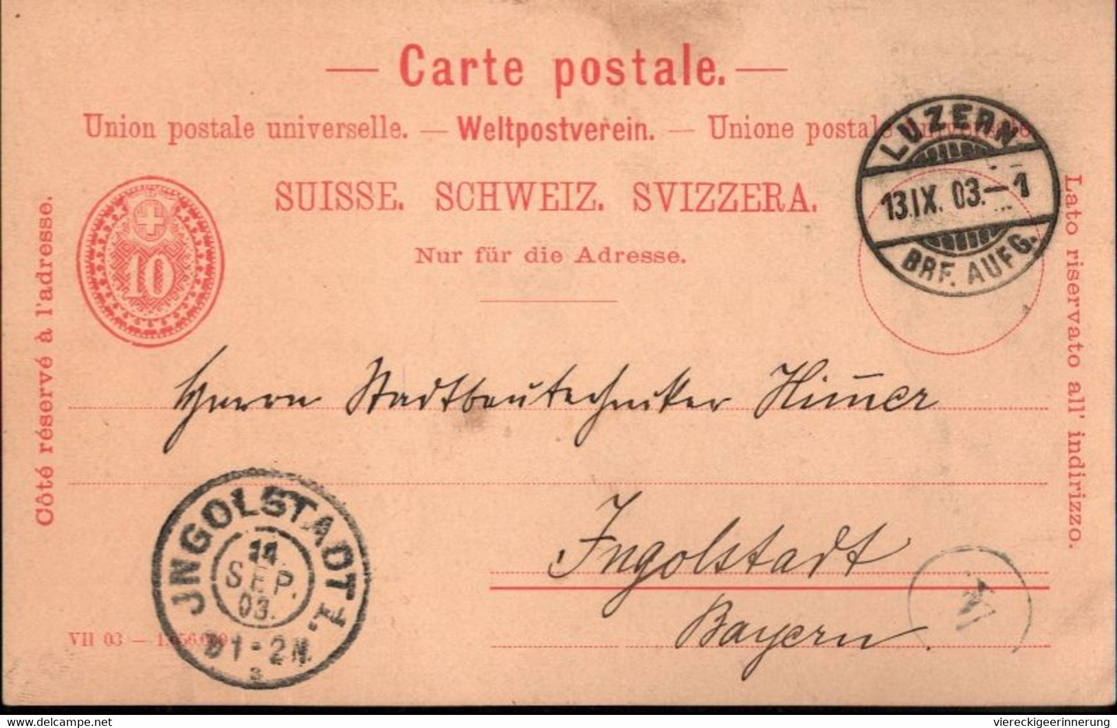 ! Lot Von 6 Ganzsachen Aus Luzern, Schweiz, 1902-1907, U.a. Abs. Stempel Hotel St. Gotthard, Bestellung Für Zahnstocher - Entiers Postaux