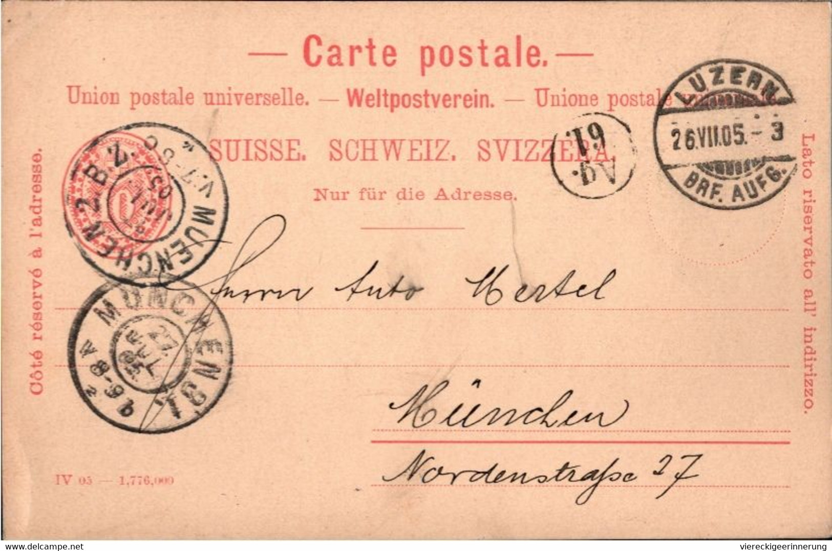 ! Lot Von 6 Ganzsachen Aus Luzern, Schweiz, 1902-1907, U.a. Abs. Stempel Hotel St. Gotthard, Bestellung Für Zahnstocher - Entiers Postaux
