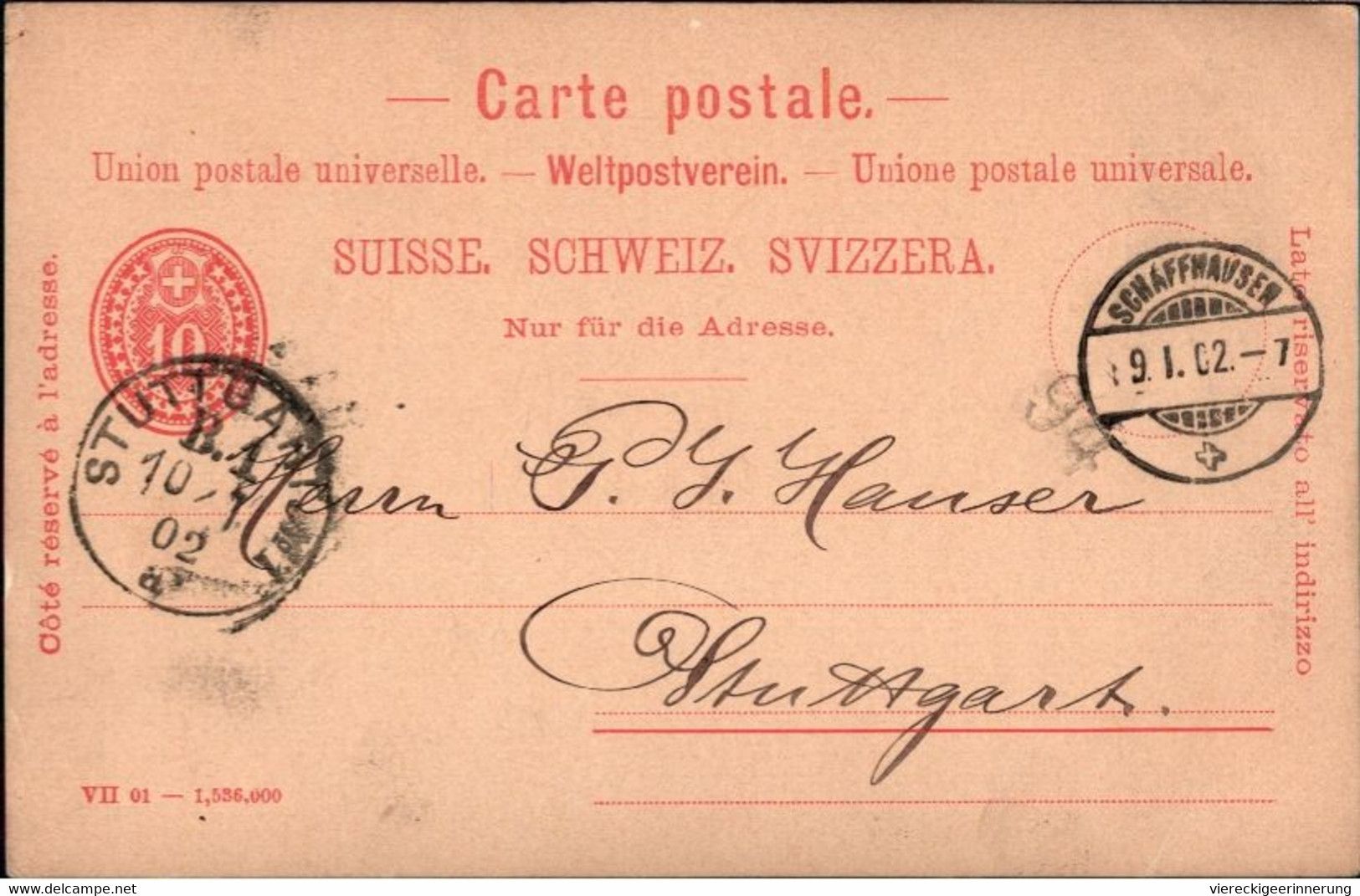 ! Lot Von 4 Ganzsachen Aus Schaffhausen, Schweiz, 1896-1904, U.a. Bestellung Für Zahnstocher - Entiers Postaux