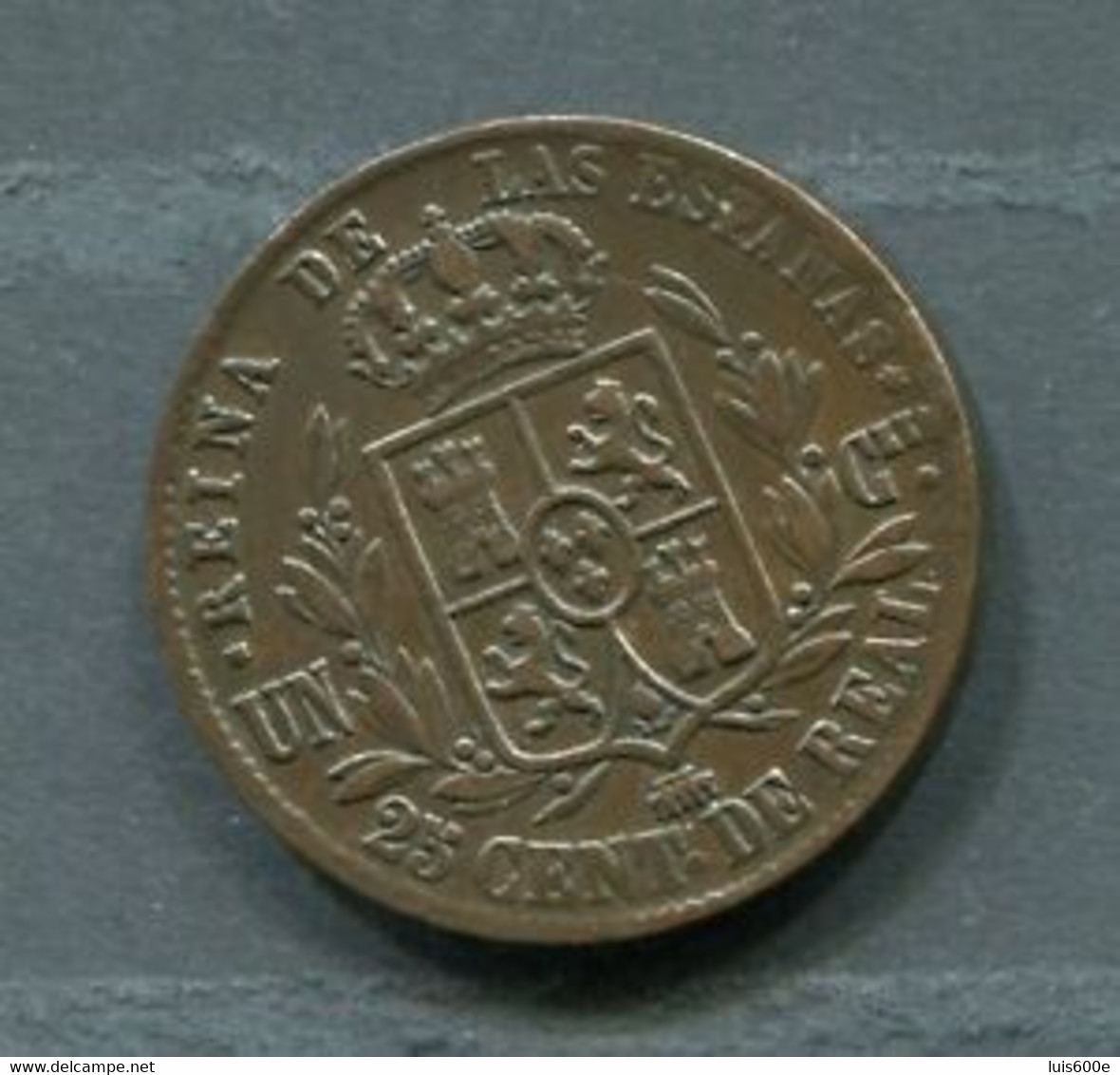 1855.ESPAÑA.MONEDA.ISABEL II25 CTS. DE REAL.COBRE.MBC - Provincial Currencies