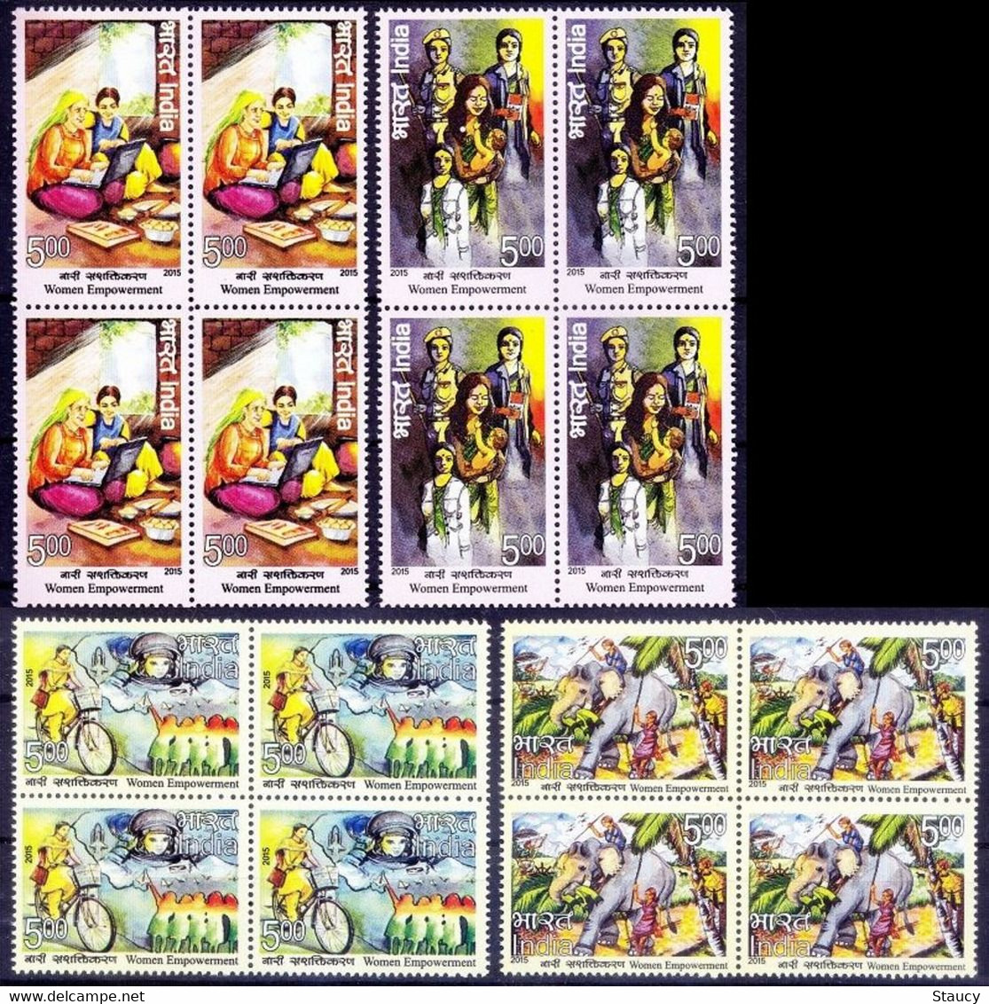INDIA 2015 Women Empowerment 4v Stamp Set In Block Of 4's MNH P.O Fresh & Fine - Autres & Non Classés
