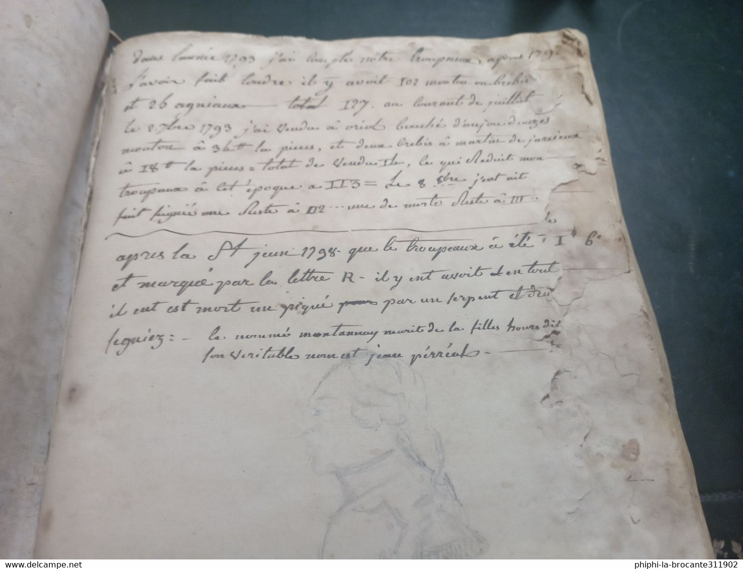 Cahier De Compte D'une Personne Habitant Entre Beaurepaire Et Vienne Dans L'Isère Ouvert En 1792 Et Fermé En 1802 - Manuscrits