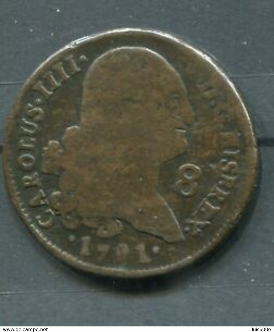 1791.ESPAÑA.MONEDA.CARLOS IV.8 MARAVEDIS DE COBRE.CECA SEGOVIA - Monedas Provinciales