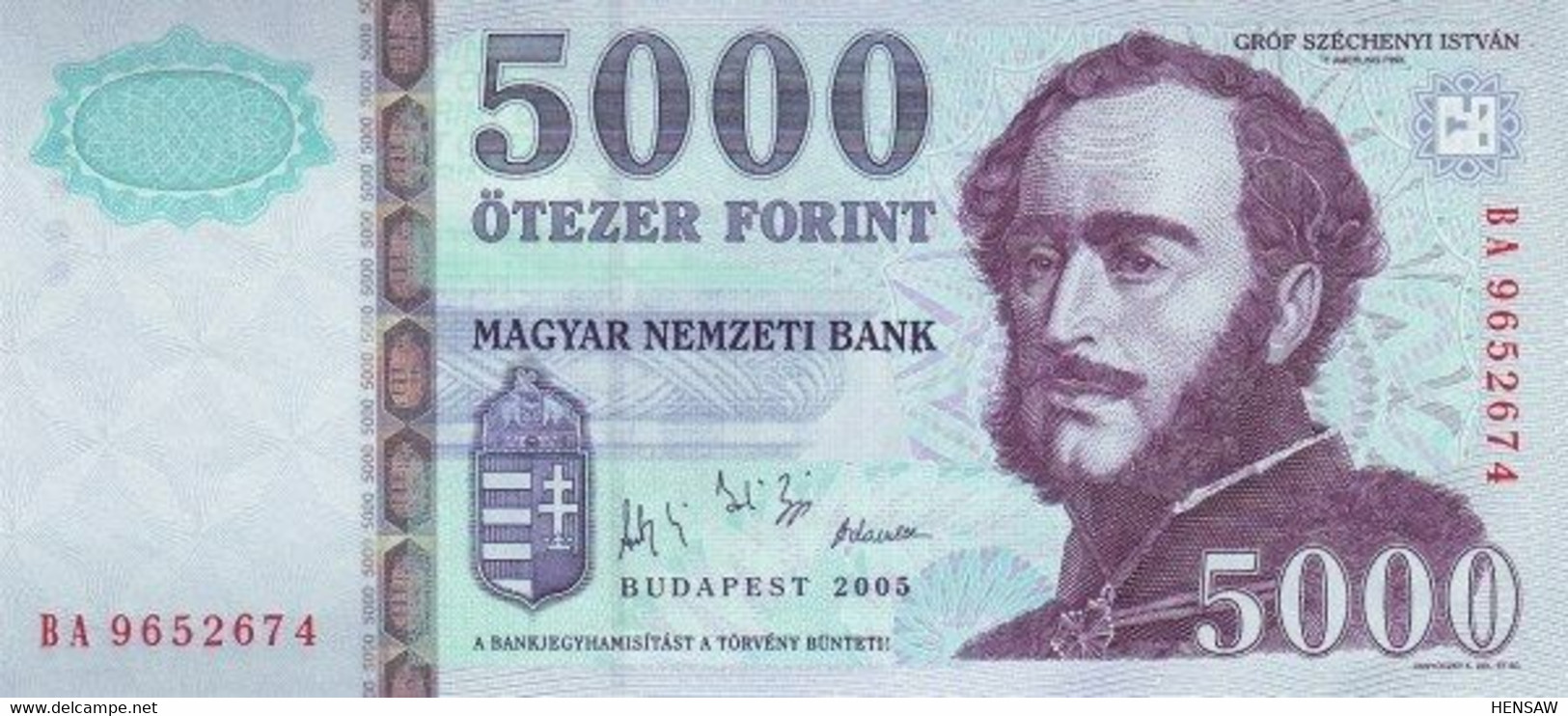 HUNGARY 5000 FORINT 2005 P 191a AUNC SC- NUEVO- - Hongrie