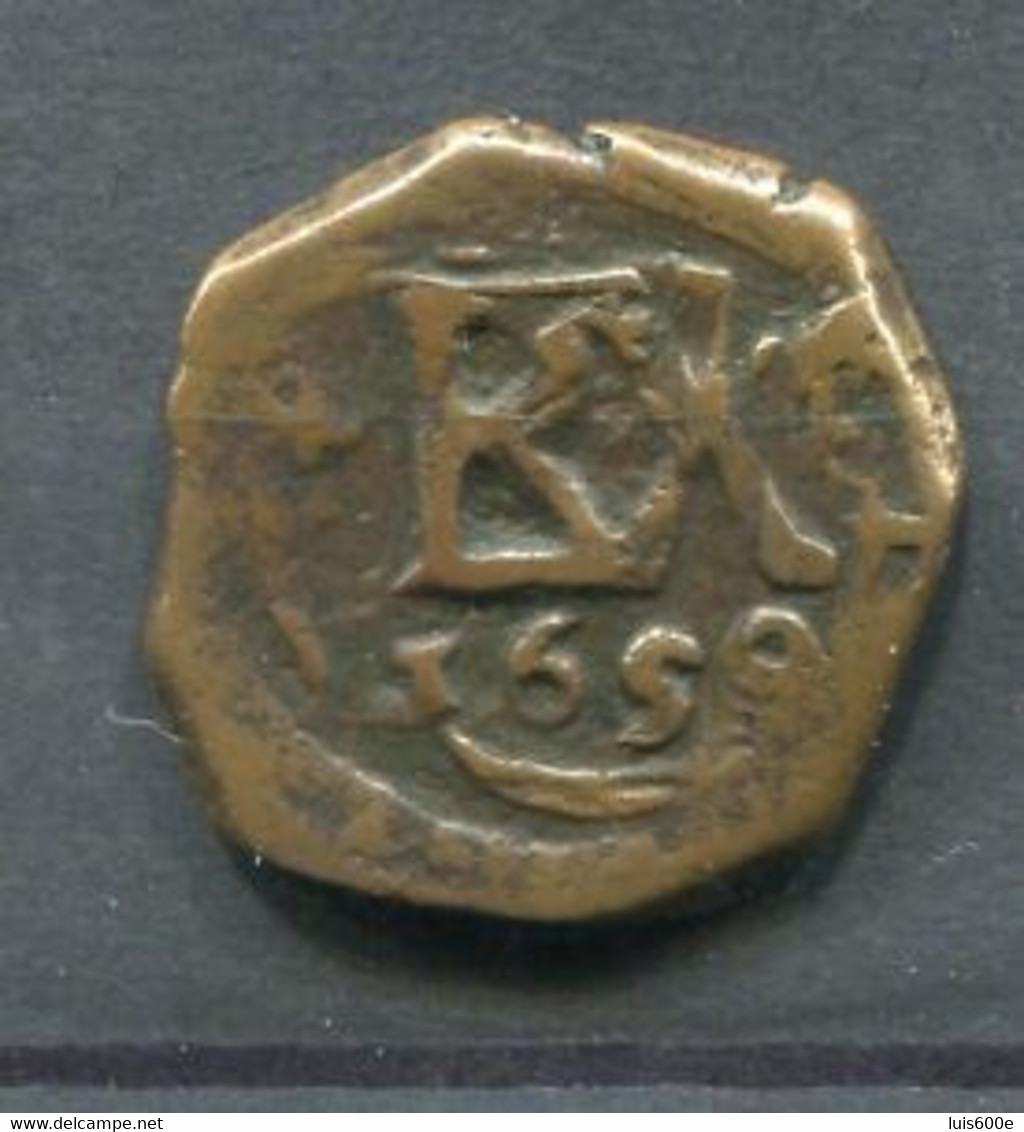 1659.ESPAÑA.FELIPE IV.GRANADA.MONEDA COBRE.RESELLO DE 4 A 8 MARAVEDIS - Monnaies Provinciales