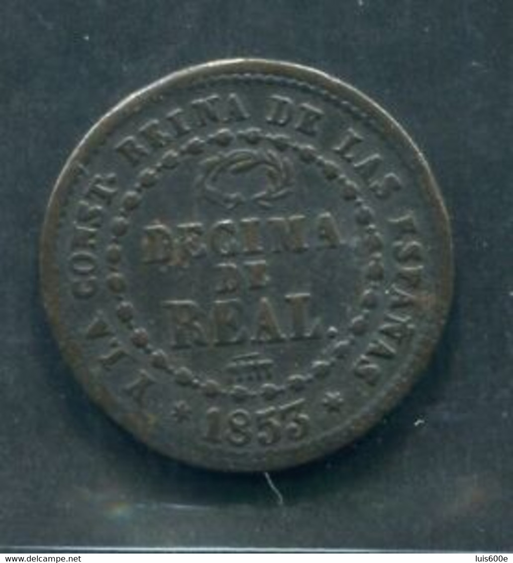 1853.ESPAÑA.MONEDA.DECIMA DE REAL DE COBRE.ISABEL II.CECA SEGOVIA.MBC - Monnaies Provinciales
