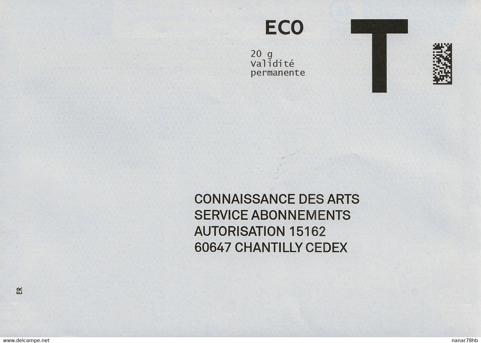 Lettre T, Eco 20gr, Connaissance Des Arts - Cards/T Return Covers