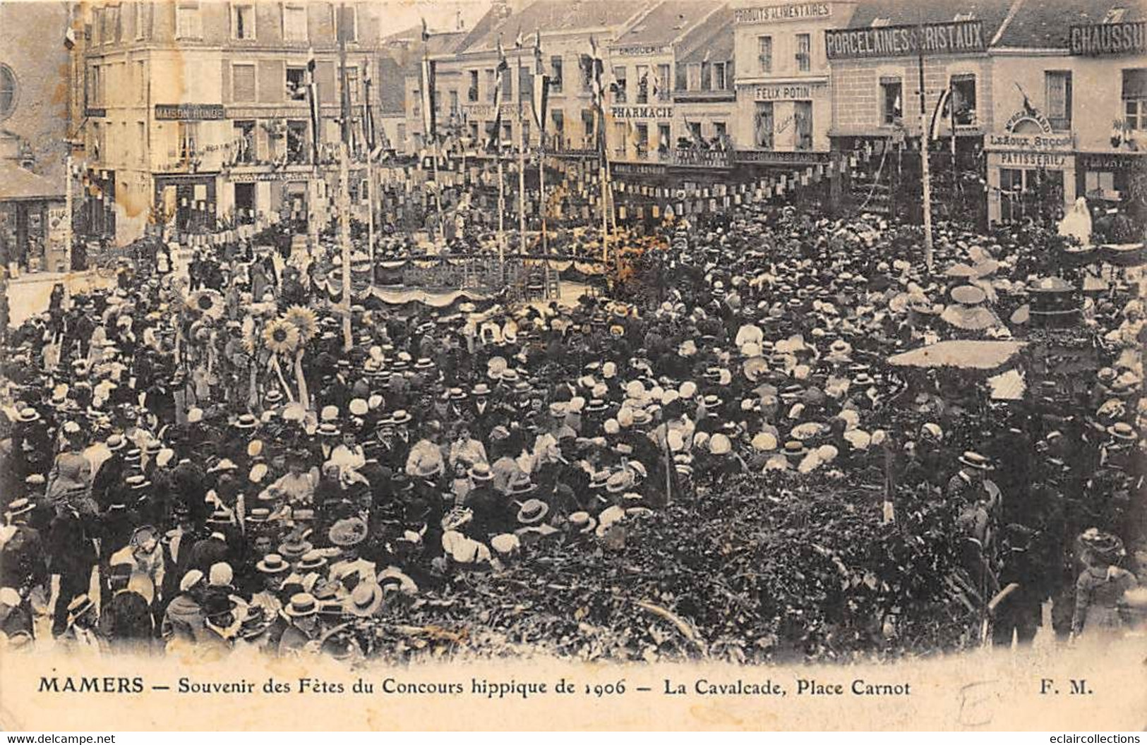 Mamers      72      Concours Hippique 1906 . Cavalcade Place Carnot    (voir Scan) - Mamers