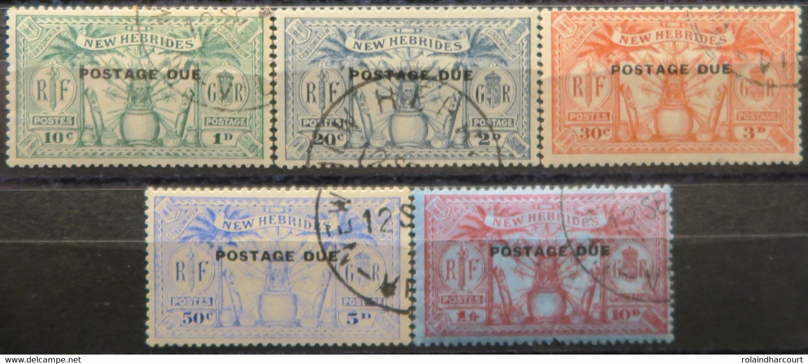 LP3844/1831 - 1925 - COLONIES FRANÇAISES - NOUVELLES HEBRIDES - TIMBRES TAXE - SERIE COMPLETE - N°6 à 10 ☉ - Timbres-taxe