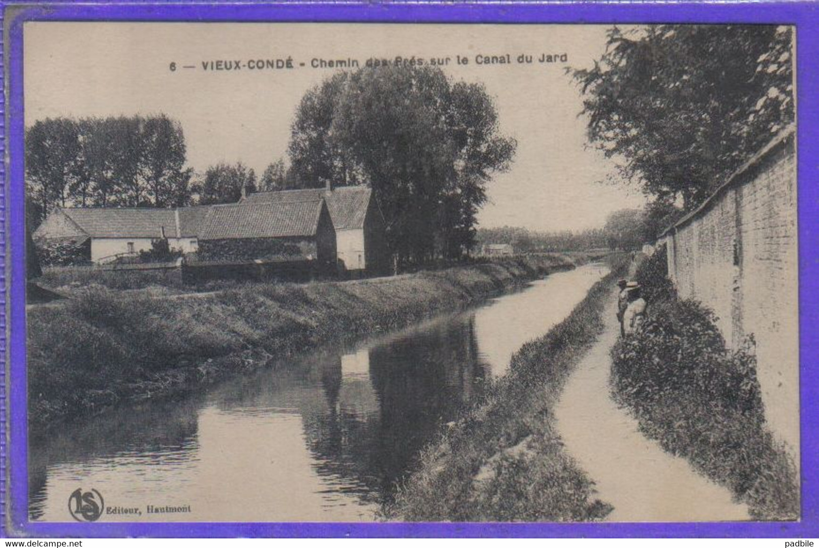 Carte Postale 59. Vieux Condé  Chemin Des Pré Sur Le Canal Du Jard Très Beau Plan - Vieux Conde