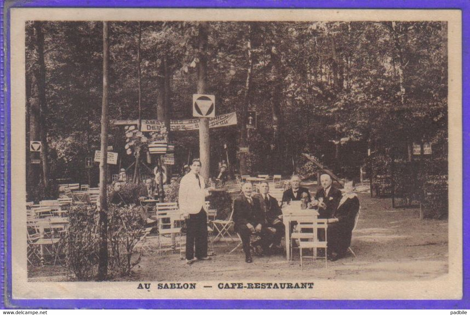 Carte Postale 59. Condé-sur-Escaut  Café-restaurant  Au Sablon Très Beau Plan - Conde Sur Escaut