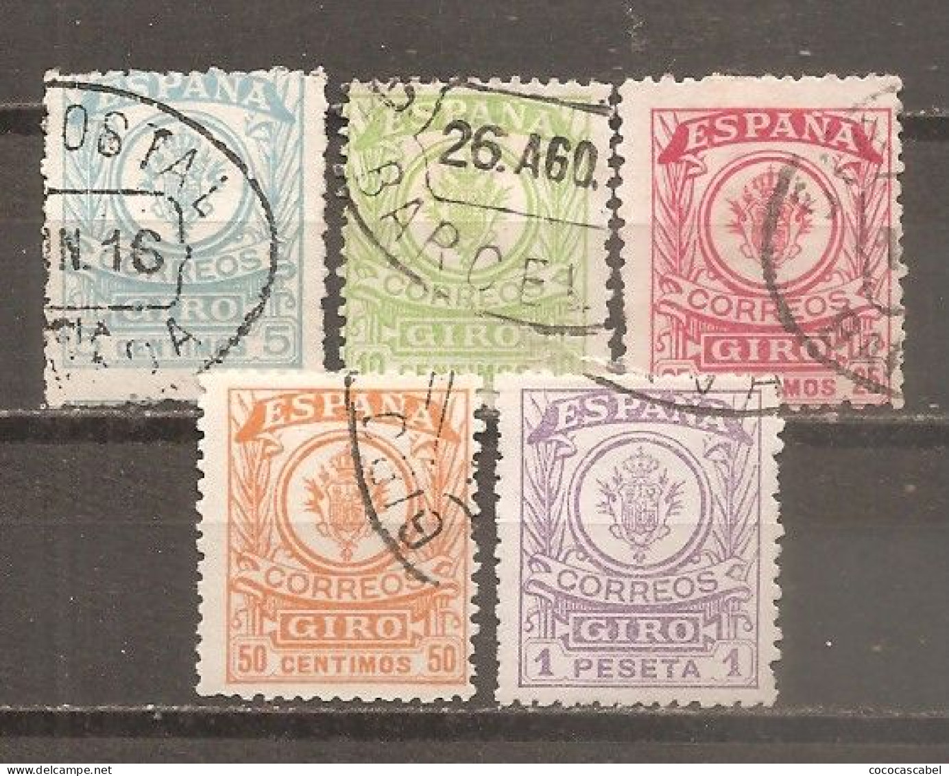 España/Spain-(usado) - Edifil  Giro Postal 1-5 - Yvert  Timbres Pour Mandats 1-5 (o) - Mandats