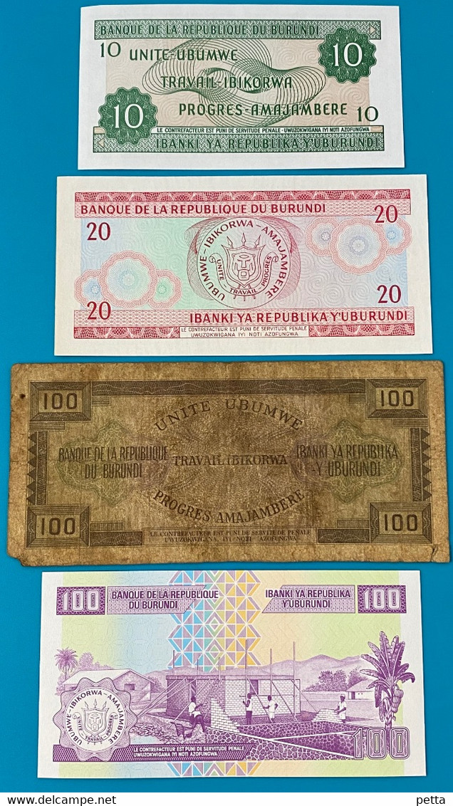 Lot De 4 Billets Du Burundi Différents / Vendu En L’état - Burundi