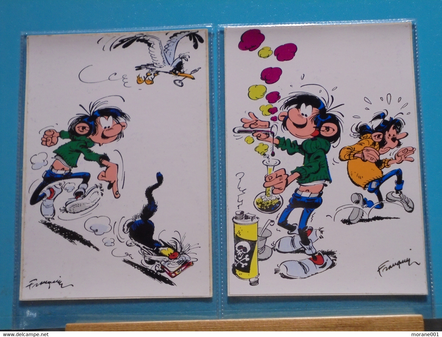 2 Cartes Postales Auto-collante Gaston Lagaffe Franquin - Gaston