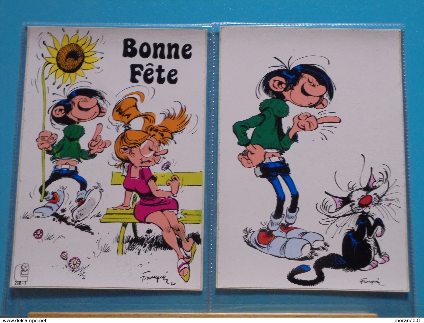 2 Cartes Postales Auto-collante Gaston Lagaffe Franquin - Gaston