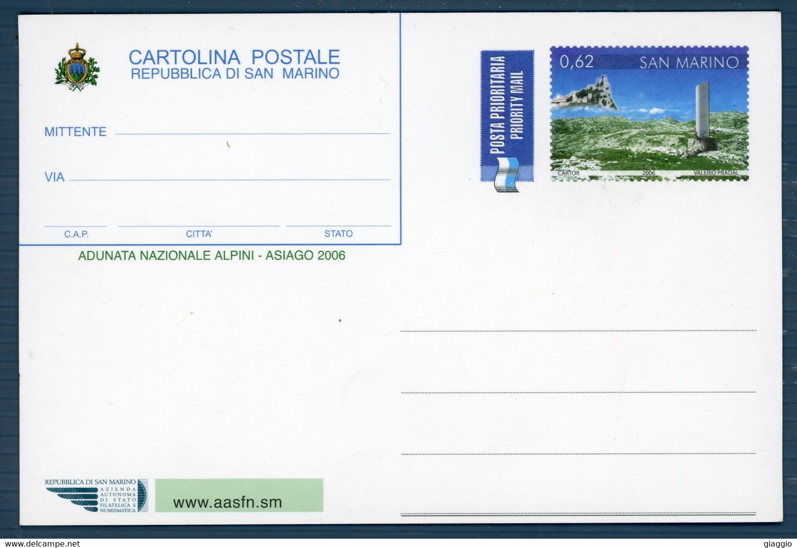 °°° Francobolli N. 1523 - San Marino Cartolina Postale Adunata Nazionale Alpini Fuori Formato °°° - Interi Postali