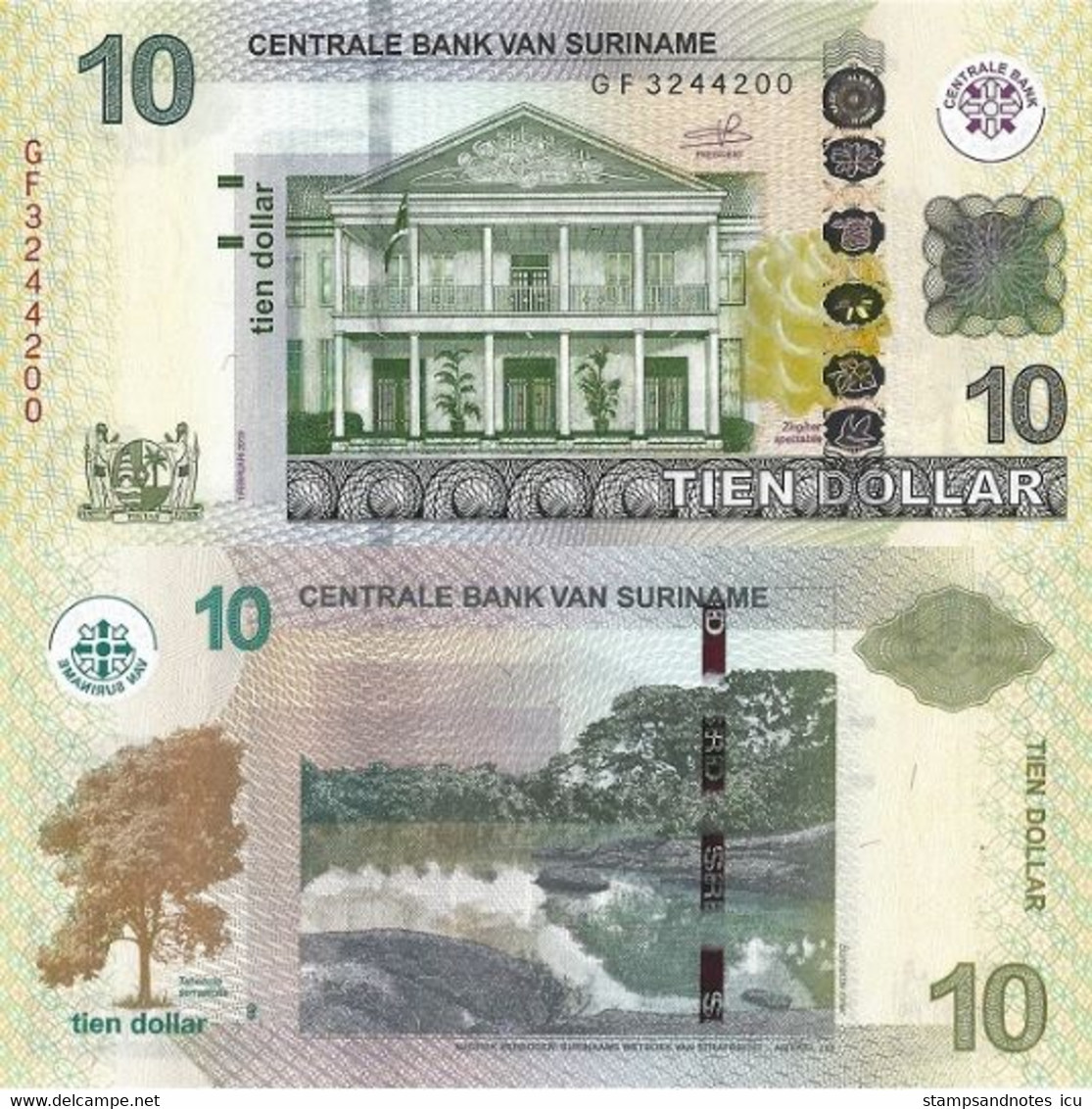 SURINAM SURINAME 10 Dollar 2019 P 163 UNC - Surinam