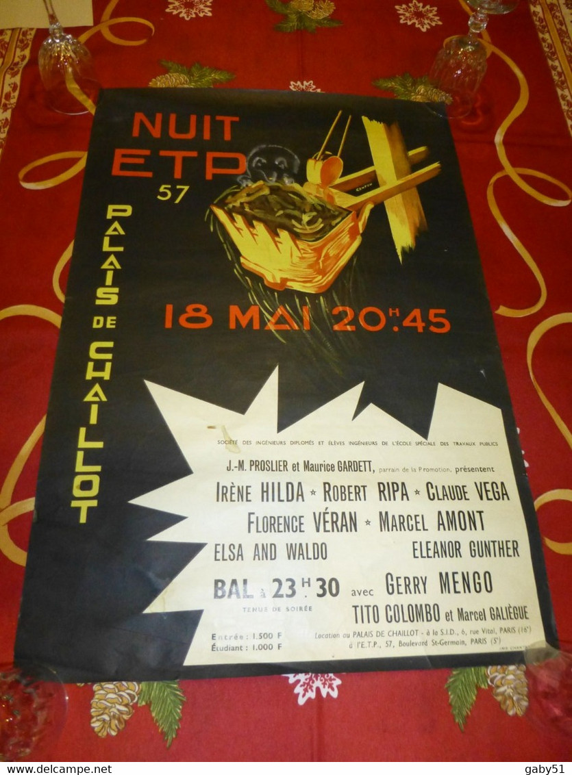 Palais De Chaillot 1957, Nuit De L'ETP, RARE Affiche Ancienne Originale ; A26 - Affiches