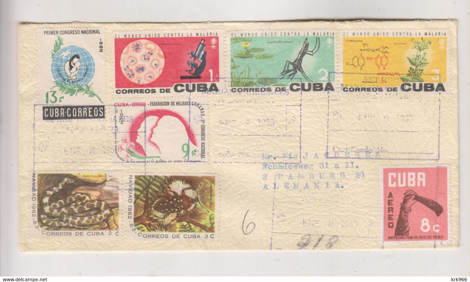 CUBA  HAVANA LA HABANA 1963 Registered  Cover To Germany - Briefe U. Dokumente