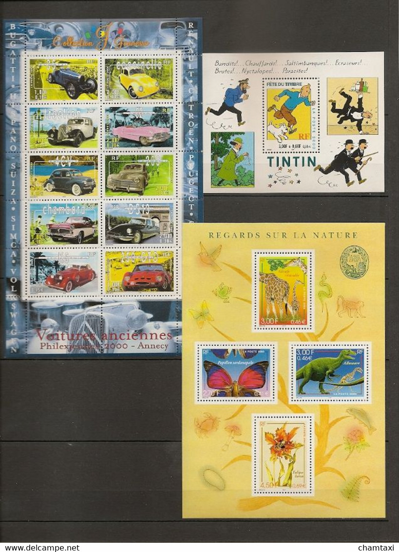 FRANCE 2000 ANNEE COMPLETE 47 TIMBRES  7 BLOCS FEUILLET  4 CARNETS  1 PA - 2000-2009